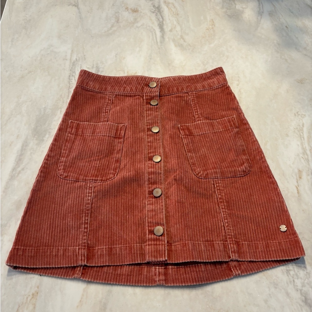 Like New Burnt Orange Corduroy Button Front Roxy Skirt Size Small.